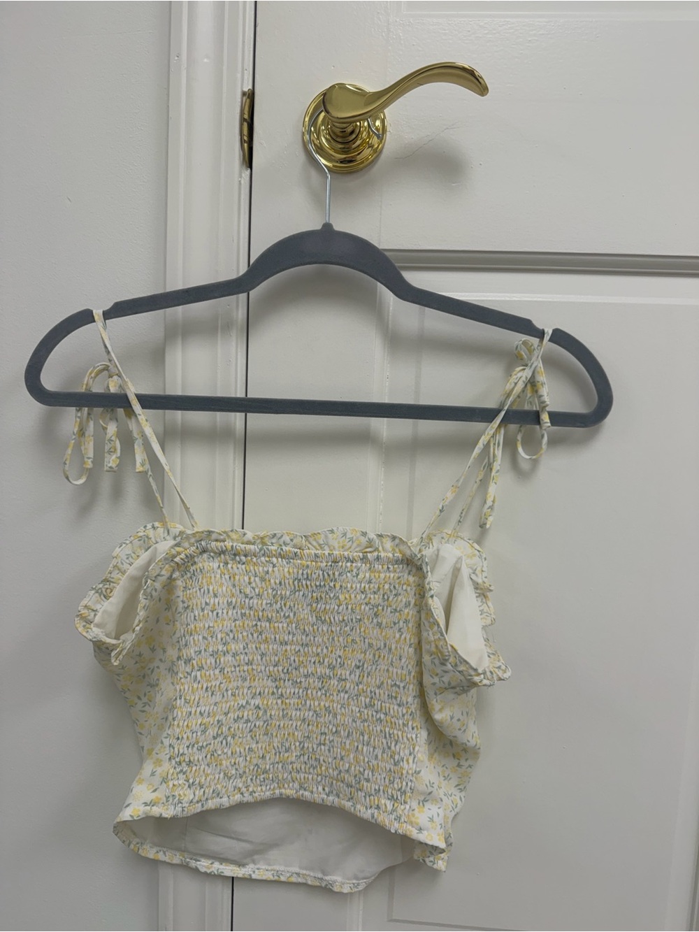 Aqua Yellow Floral Tie-Shoulder Camisole - Picture 2 of 3